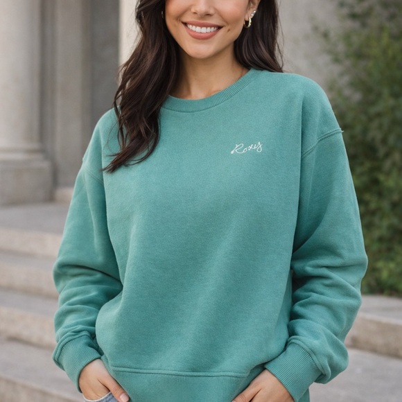 Roxy Sweaters - Roxy Green Crew Neck Sweater Sweatshirt Small
